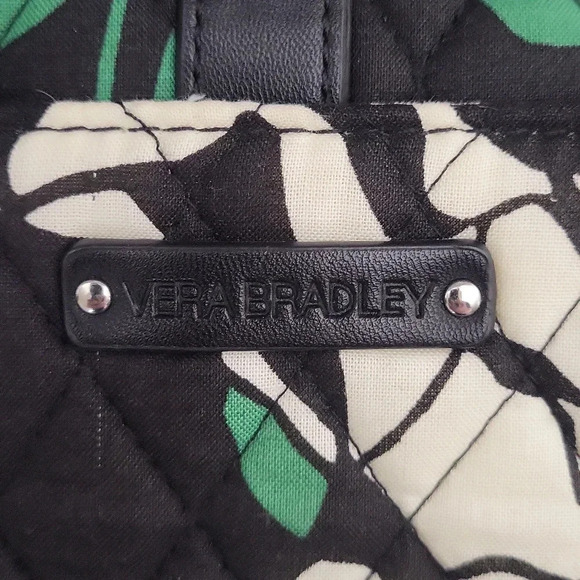 Vera Bradley Imperial Rose Green Black White Slim Saddle Bag Crossbody - Picture 10 of 16